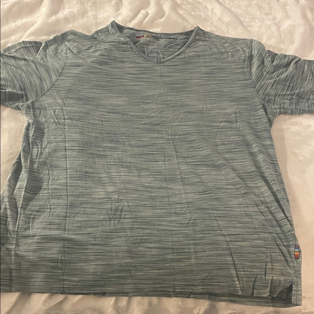 Alexander Julian Striped Gray V-Neck Tee